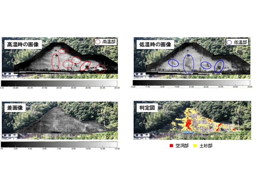 熱赤外線法によるモルタル吹付のり面の空洞調査